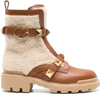 Roman Stud 55mm shearling ankle boots