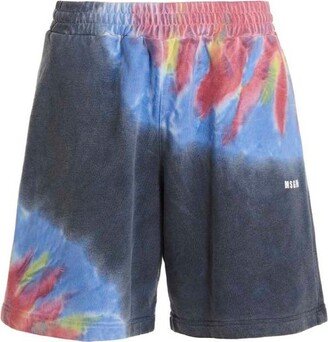 Logo Printed Tie Dyed Bermuda Shorts