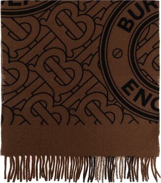 Checked Monogram Fringed Scarf