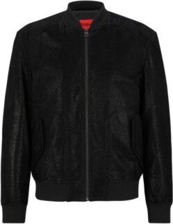 Slim-fit bomber jacket in glitter suede