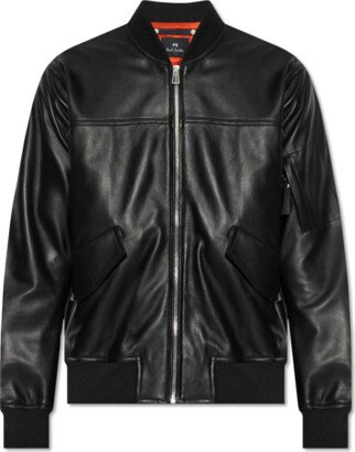 Leather Bomber Jacket - Black