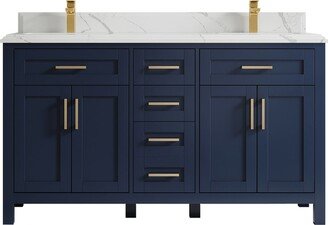 Willow Collections 60 x 22 Cambridge Double Bowl Sink Bathroom Vanity with 2 in Quartz