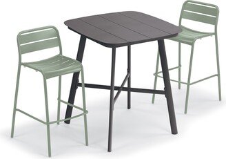 Eiland 36-inch Carbon Square Bar Table with Bar Chairs