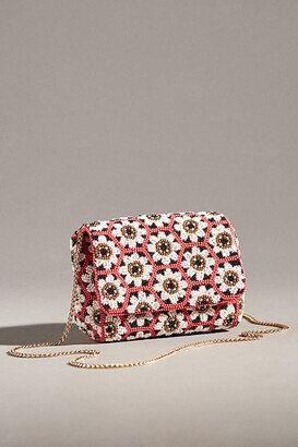 By Anthropologie Mini Beaded Graphic Clutch