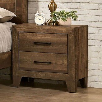 Wooden Nightstand with 2 Drawers in Light Walnut