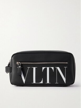 Logo-Print Leather Wash Bag