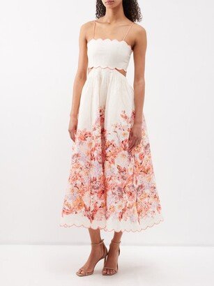 Devi Floral-print Linen Midi Dress