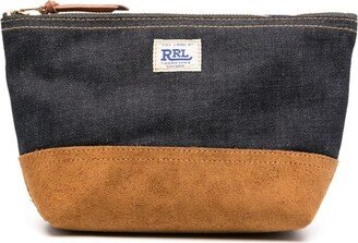 Logo-Patch Two-Tone Design Wash Bag