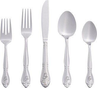 Riverridge Rose 46 Piece Monogrammed Flatware Set - Q, Service for 8