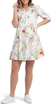 Bloom Floral Print Linen Blend Maternity Dress