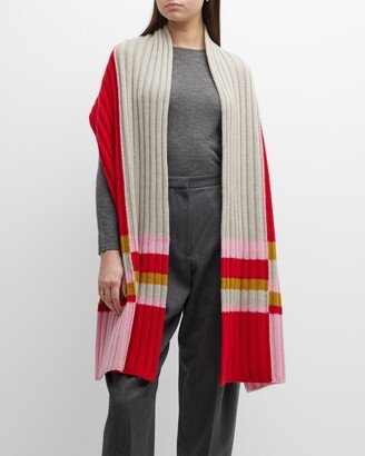 Color-Block Ribbed Cashmere Scarf