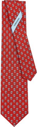 Dragon-Print Silk Tie