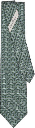 Gancini print silk tie-AA