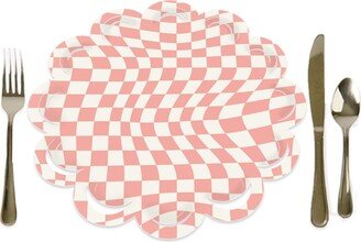 Big Dot Of Happiness Pink Checkered Party - Table Decorations - Paper Chargers - Place Setting For 12