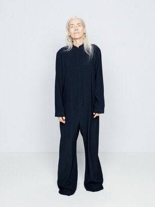 Oversized Zip-front Crew-neck Jumpsuit