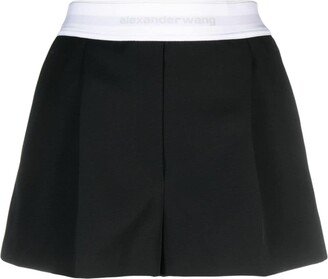 Logo-Waistband Wool Shorts