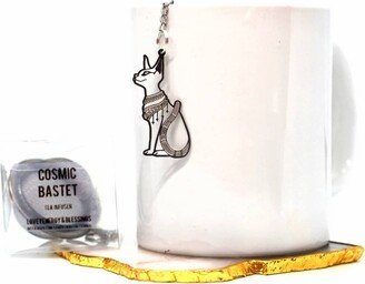 Cosmic Bastet Tea Infuser, Loose Leaf Steeper With Charm Stainless Steel Ball Mesh