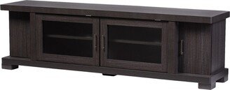 Viveka Wood Cabinet with 2 Glass Doors and 2 Doors TV Stand for TVs up to 75 Dark Brown