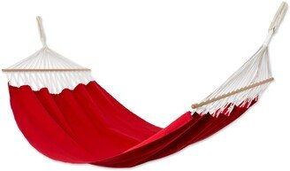 Handmade Ceara Red Cotton Hammock With Spreader Bars