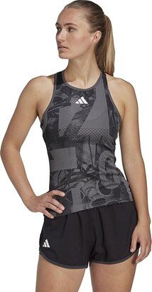 Club Tennis Graphic Tank Top (Grey/Black/Carbon) Women's Clothing