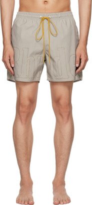 Taupe Printed Swim Shorts