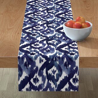 Table Runners: Ikat Diamonds - Indigo Table Runner, 72X16, Blue