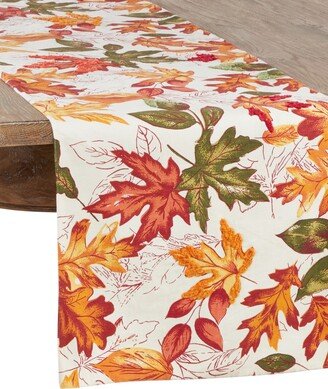 Saro Lifestyle Autumn Leaf Embroidered Table Runner, 54 x 16