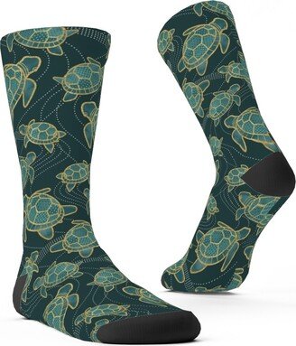 Socks: Turtles - Green Custom Socks, Green