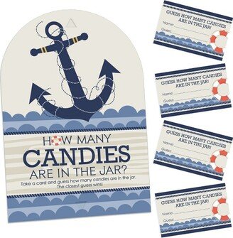 Big Dot of Happiness Ahoy - Nautical - How Many Candies Baby Shower or Birthday Party Game - 1 Stand and 40 Cards - Candy Guessing Game