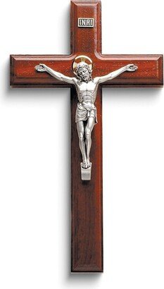 Curata Silver-Plated Salerni Corpus Rose Finish Wood Crucifix