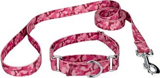 Country Brook Petz Pink Bone Camo Martingale Dog Collar and Leash (1 Inch, Extra Large)