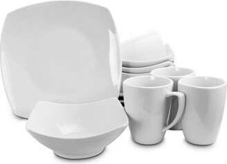 Zen Buffetware 12 pc Dinnerware Set - Square - White - Fine Ceramic - GBX