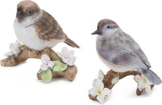 Set of 6 Bird on Branch Tabletop Figurines 4.5