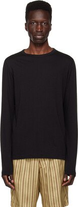 Black Overlock Stitch Long Sleeve T-Shirt