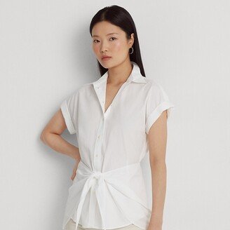 Ralph Lauren Tie-Front Cotton Broadcloth Shirt