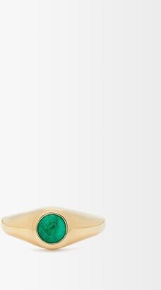 Emerald & 18kt Gold Signet Ring