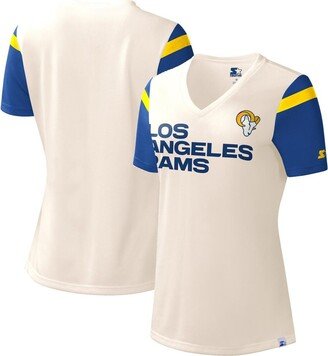 Women's Starter White Los Angeles Rams Kick Start V-Neck T-shirt