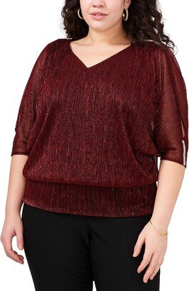 MSK Women Plus Womens Metallic Embellished Blouse