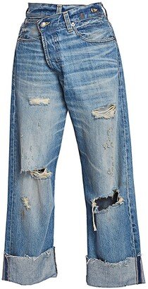 Distressed Crossover Jeans