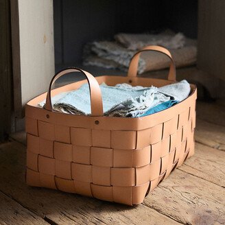 Wide Weave Leather Basket