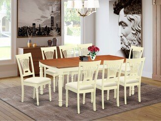 9 Piece Dining Table Set - a Dinner Table and 8 Dining Room Chairs, Buttermilk & Cherry