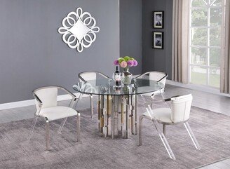 Somette 5-Piece Dining Set with Glass Table & Mixed Media Chairs