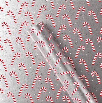 25 sq ft Candy Cane Christmas Gift Wrap Silver - Wondershop™