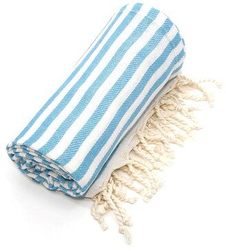 100% Turkish Cotton Fun In The Sun - Glittery Starfish Pestemal Beach Towel - Turquoise Water