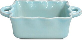 Stoneware White Square Ruffle Baker With Handles