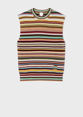 Knitted 'Signature Stripe' Wool Vest