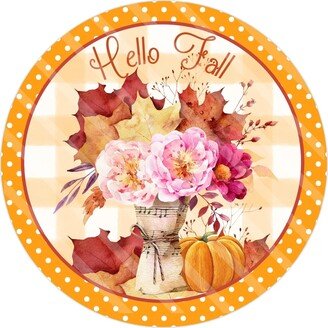 Hello Fall Sign - Autumn Wreath Metal