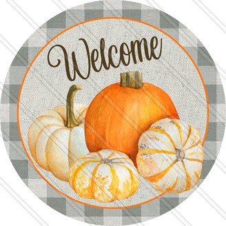 Welcome Fall Sign - Wreath Autumn Pumpkin Metal