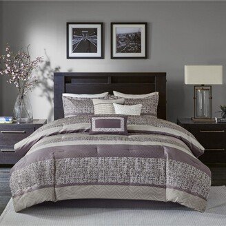 Gracie Mills Luxury Comforter Set - Queen - Purple - Rhapsody, striped purple