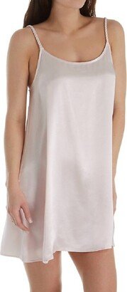 Rowen Satin Short Nightgown Braided Strap In Blush